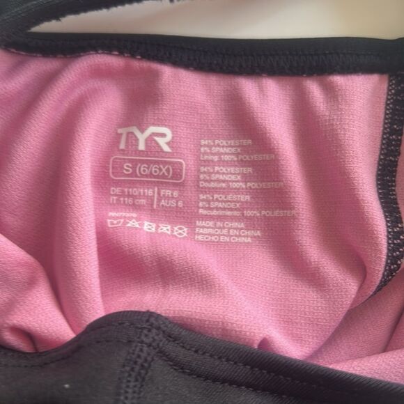 TYR Girls' Durafast Lite Ella Maxfit Swimsuit Size Small, 6/6X, Black/ Pink, NWT - Picture 6 of 6